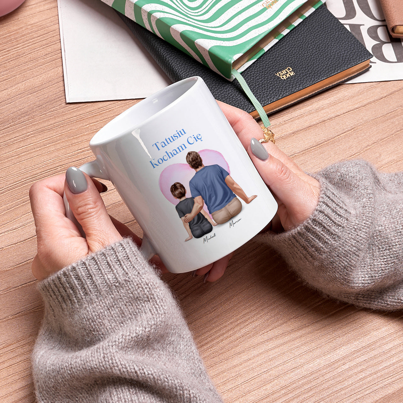 Kubek na Dzień Taty - Portret Taty i Syna prezent na Dzień Taty prezent dla taty od syna kubek dla taty