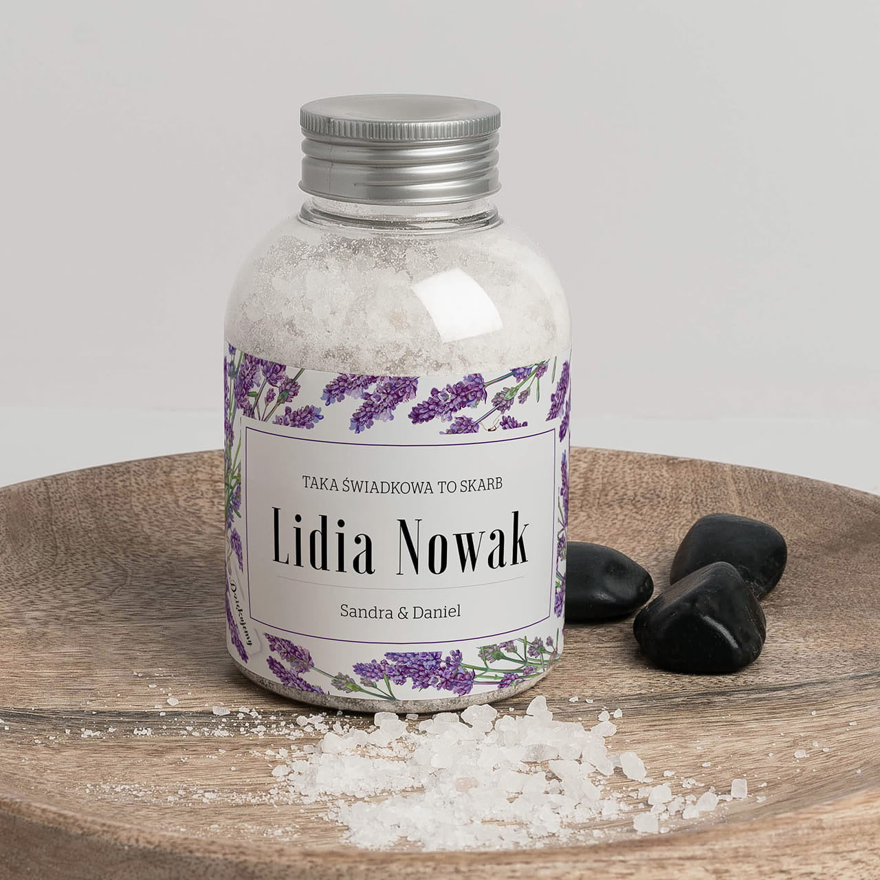 Sól do kąpieli z personalizowaną etykietą - upominek dla świadkowej