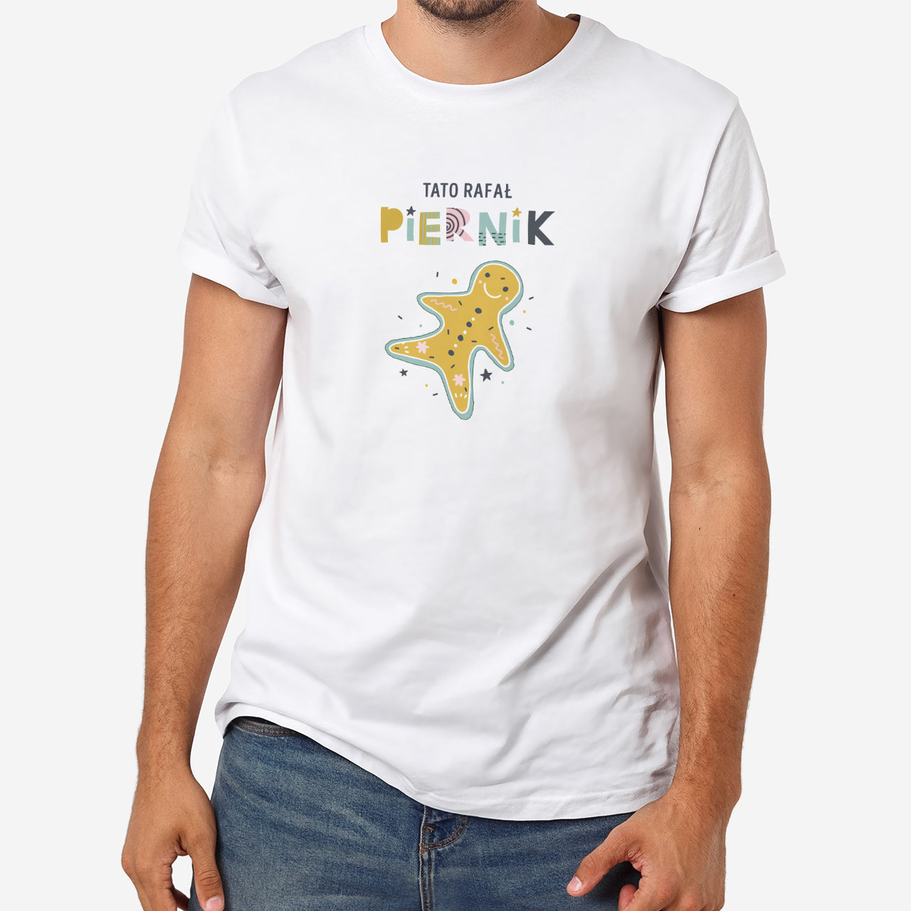 Koszulka personalizowana na Święta dla taty Piernik - S