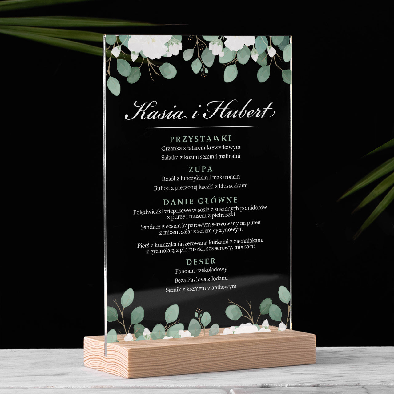 Personalizowana dekoracja stołu weselnego - menu weselne