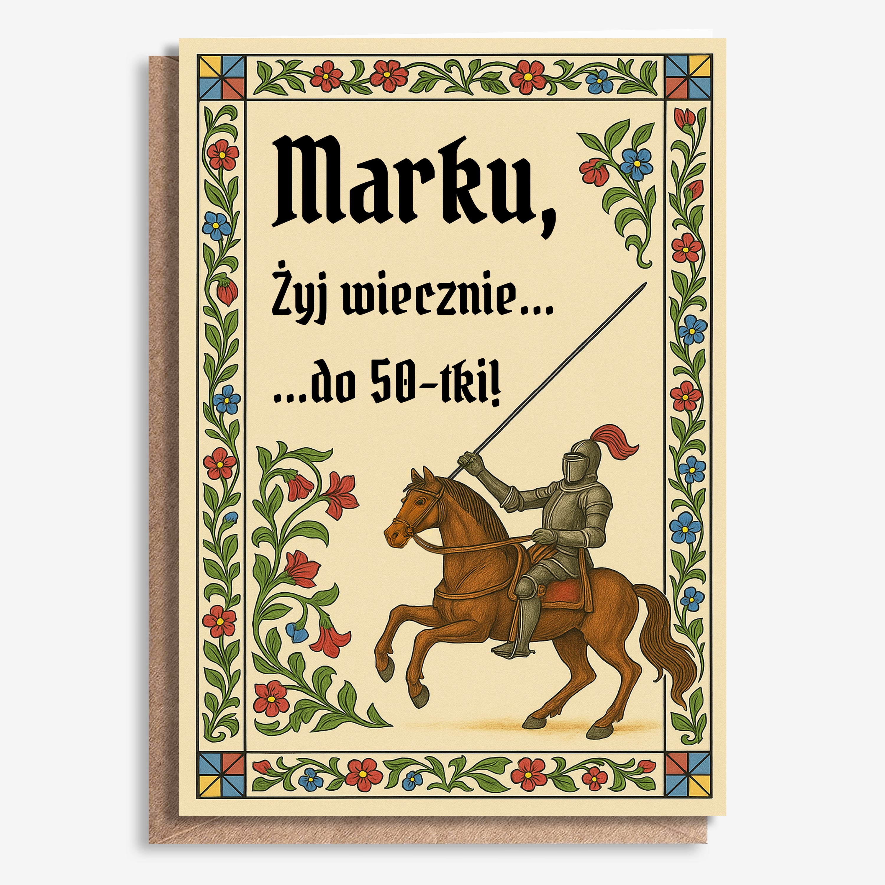 Śmieszna kartka na urodziny A4 - Żyj Wiecznie kartka personalizowana upominek na urodziny