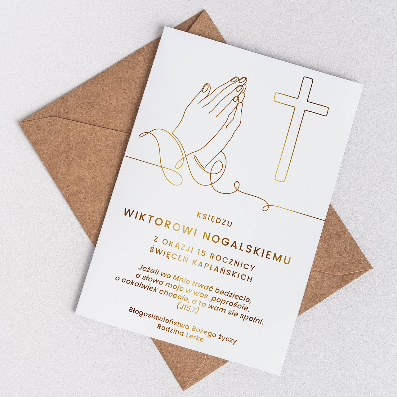  Kartka dla księdza - Rocznica Święceń Kapłańskich kartka religijna kartka ze złoceniem prezent dla księdza 