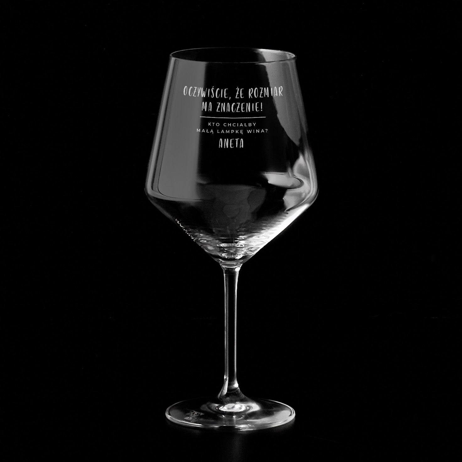 Grawerowany kieliszek do wina XXL - śmieszny prezent dla kobiety kieliszek do wina z grawerem