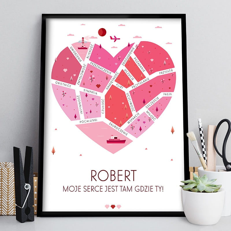 Personalizowany plakat - prezent walentynkowy dla ukochanej prezent dla dziewczyny prezent na rocznicę związku