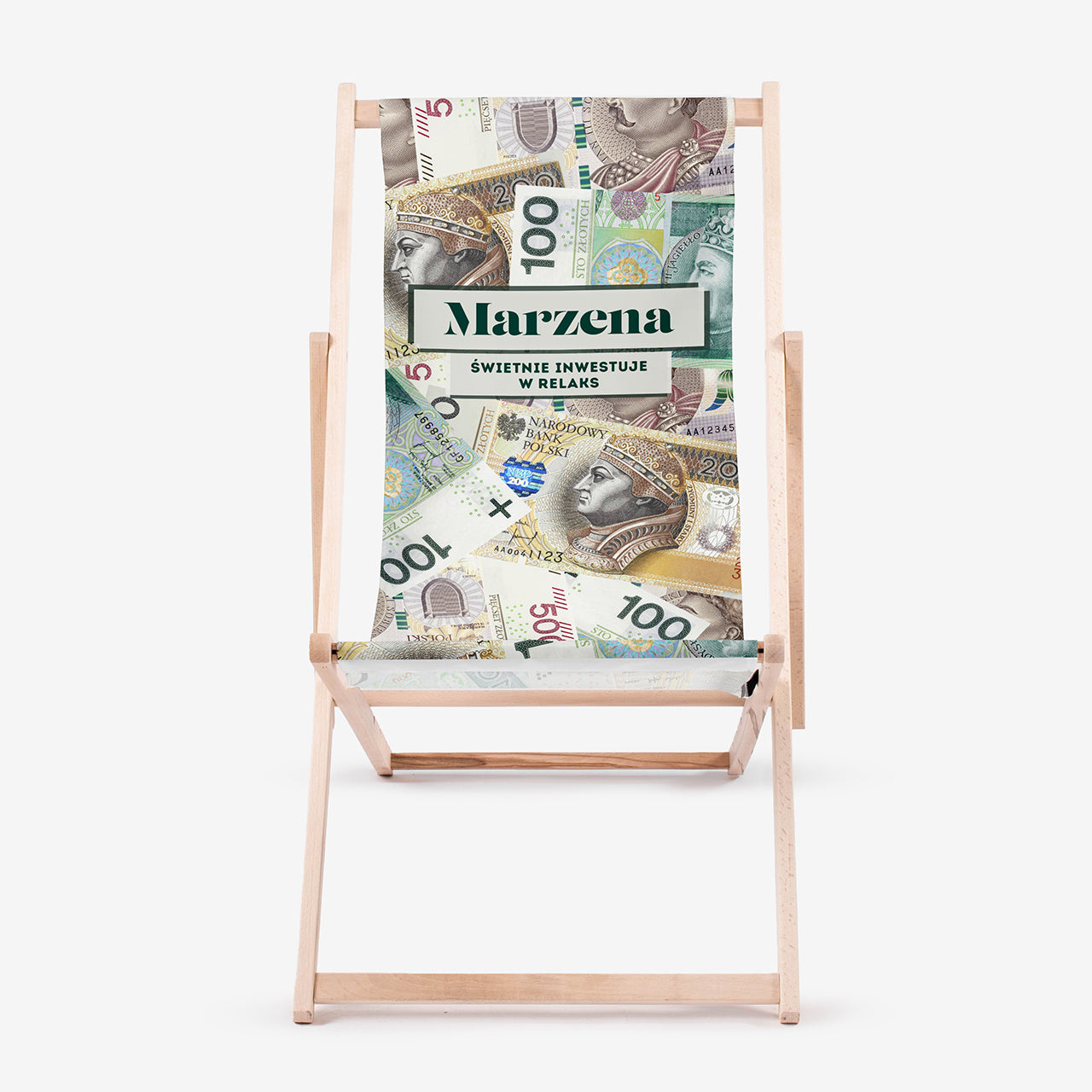 Leżak personalizowany z nadrukiem - banknoty