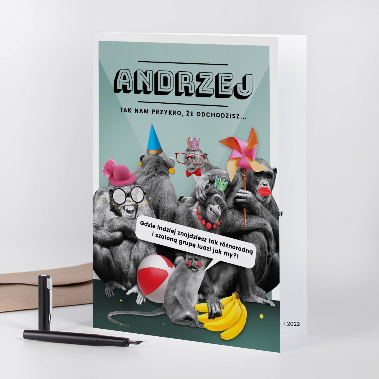 Duża kartka dla osoby odchodzącej z pracy - prezent dla kolegi z pracy personalizowana kartka upominek dla kolegi