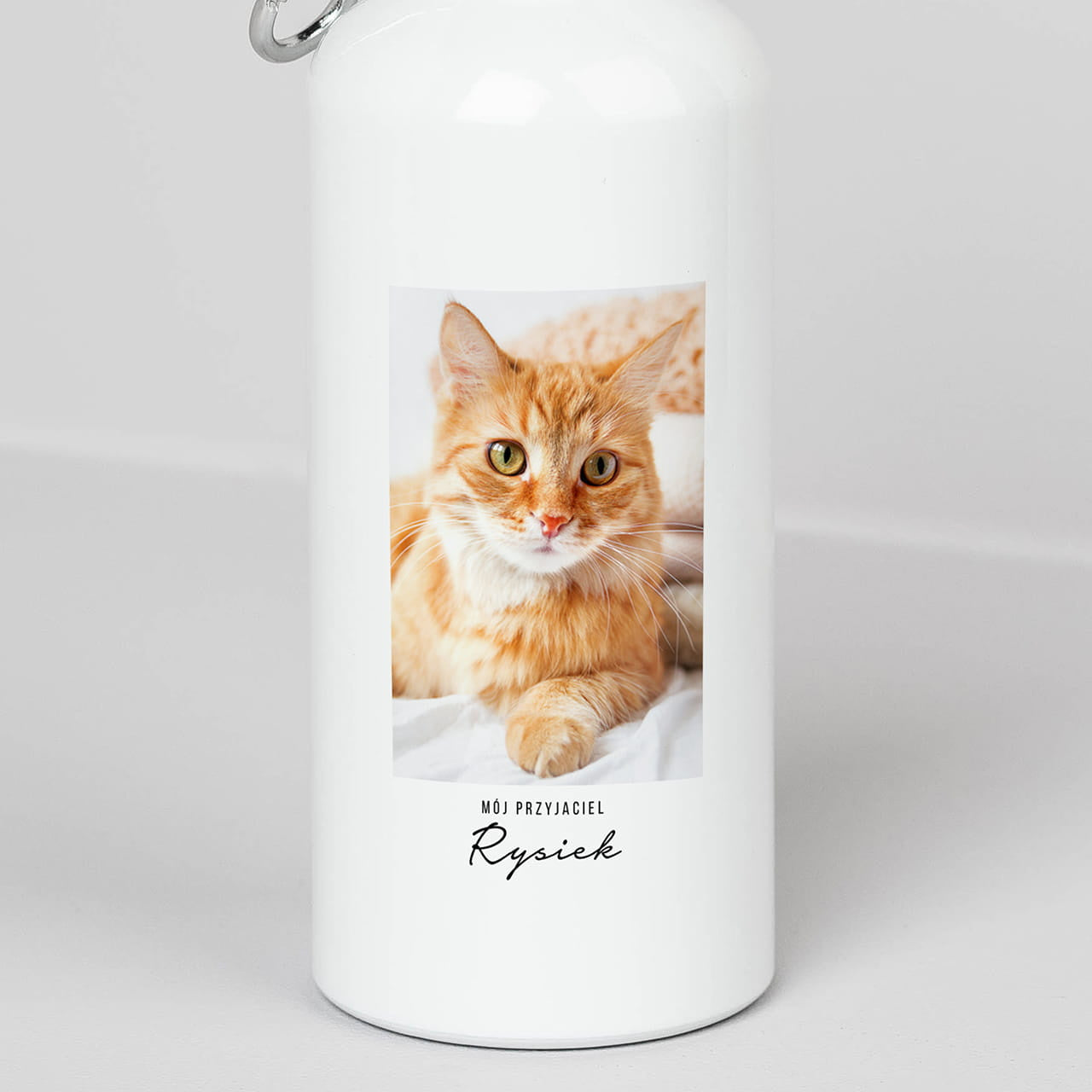 Personalizowany bidon dla właściciela kota ze zdjęciem prezent dla kociarza prezent dla miłośnika kotów