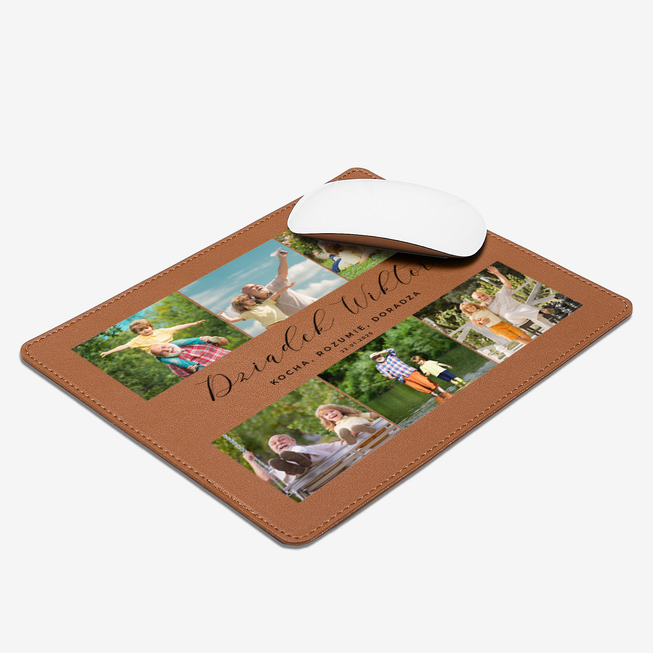 Brązowa podkłada pod mysz z personalizacją - praktyczny prezent dla dziadka
