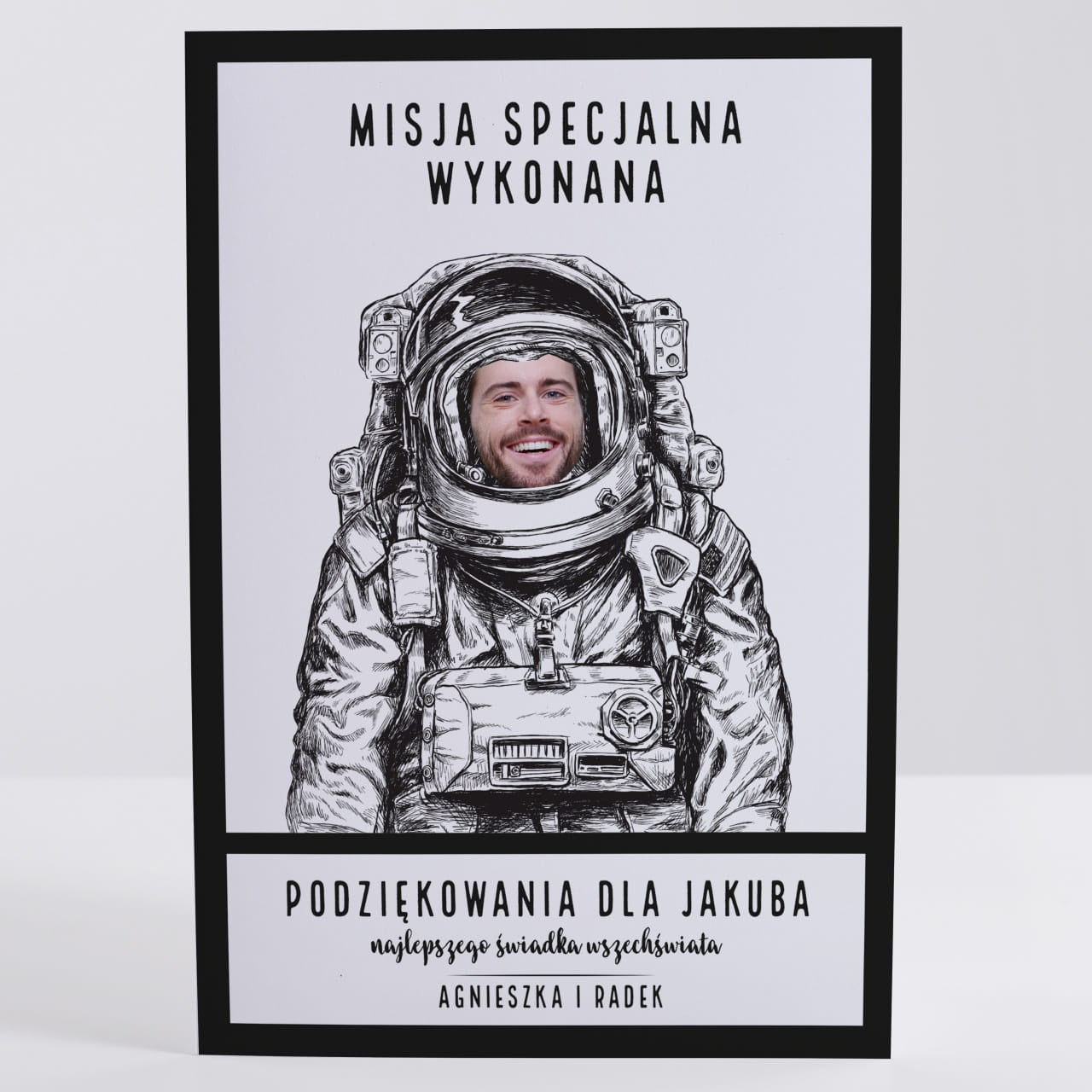 Kartka XXL dla świadka ze zdjęciem kartka personalizowana prezent dla świadka oryginalna kartka ze zdjęciem