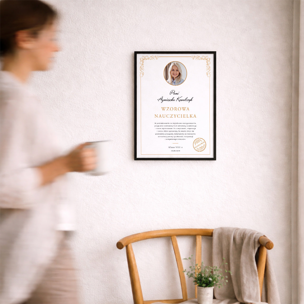 Plakat personalizowany dla nauczycielki - wzorowy nauczyciel