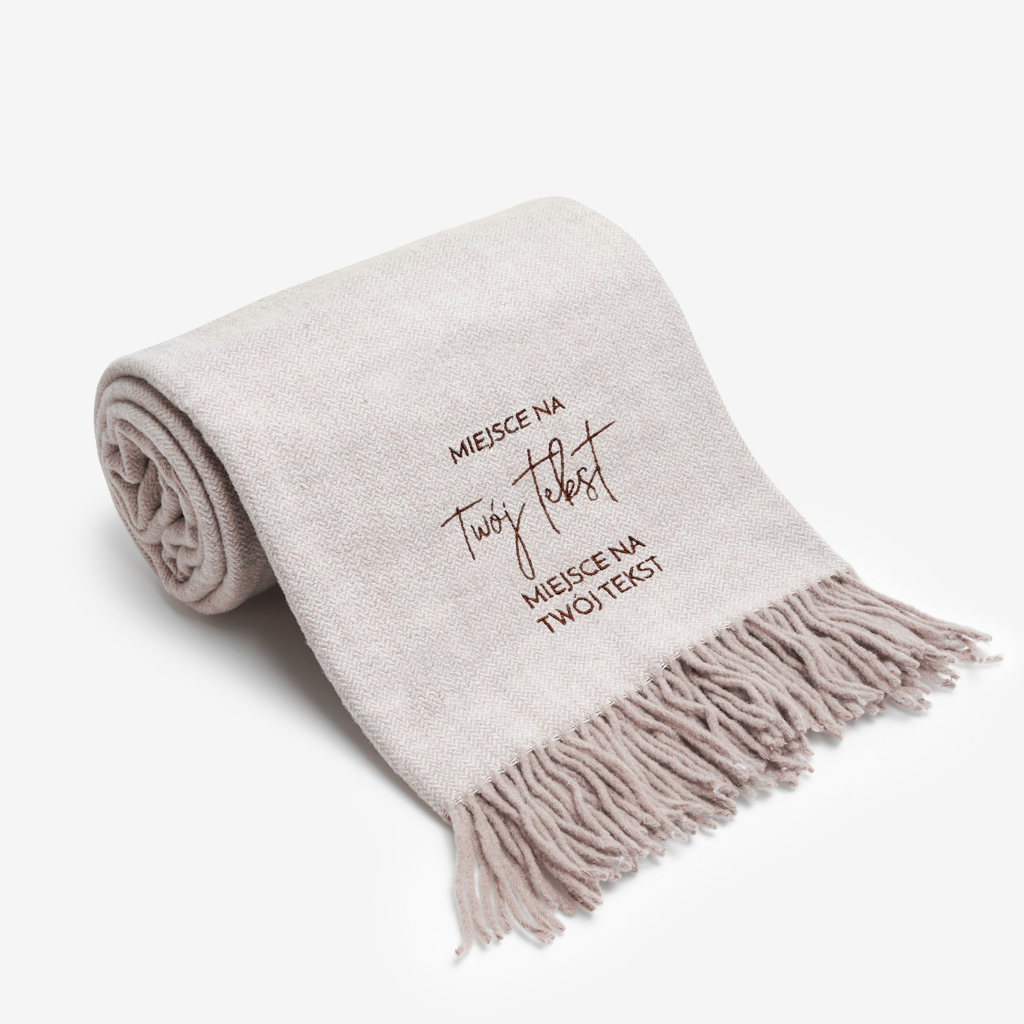 Koc z haftem 100% wełna koc personalizowany prezent z haftem dla niej personalizowany koc z dedykacją