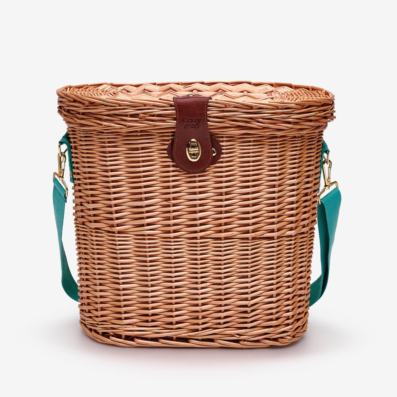 Koszyk piknikowy wiklinowy z paskiem kosz piknikowy z wyposażeniem zestaw na piknik zestaw piknikowy  