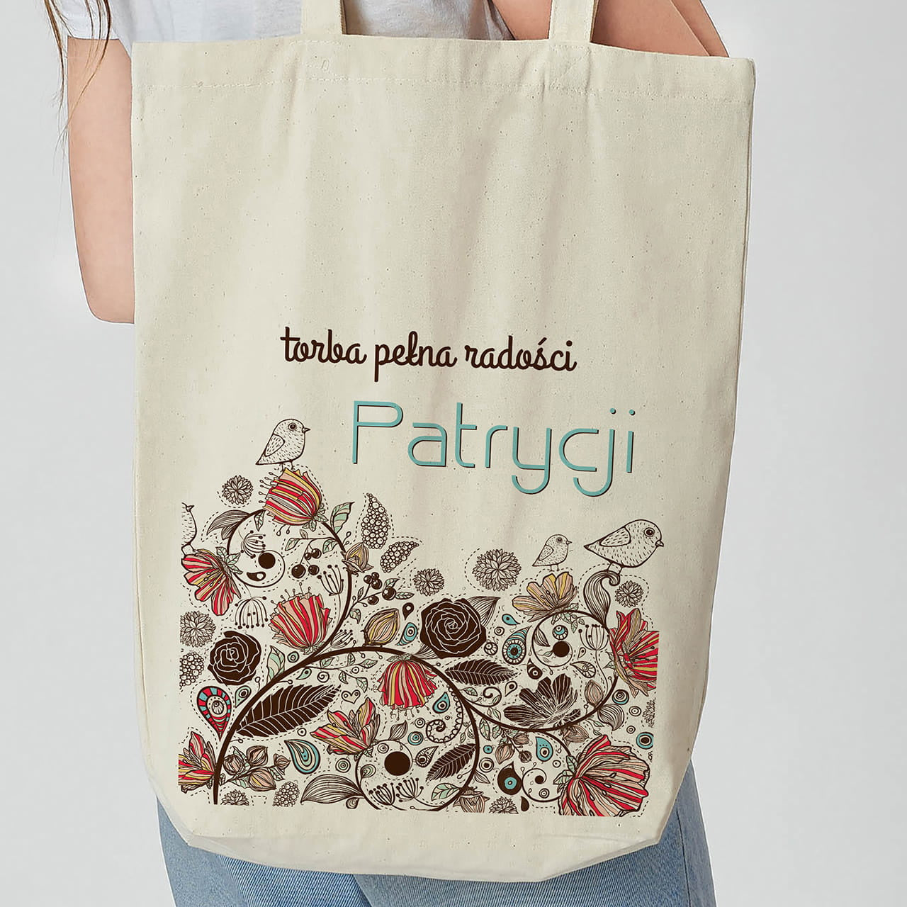 Bawełniana torba dla optymistki - torba pełna radości