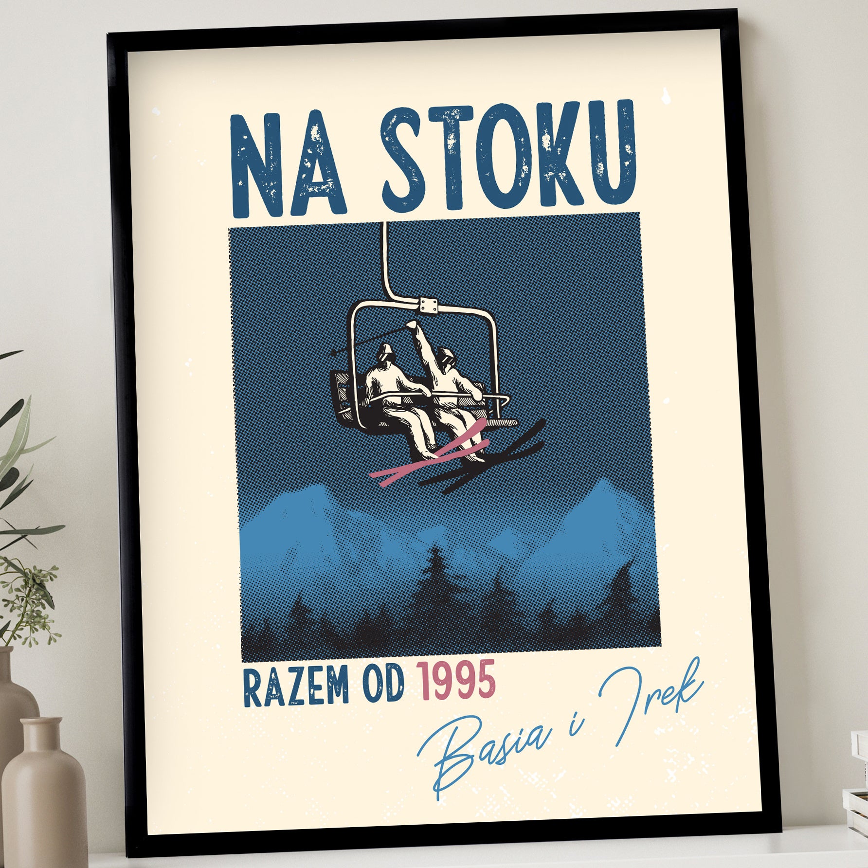 Plakat na rocznicę - prezent dla narciarzy plakat personalizowany dla narciarzy prezent dla chłopaka