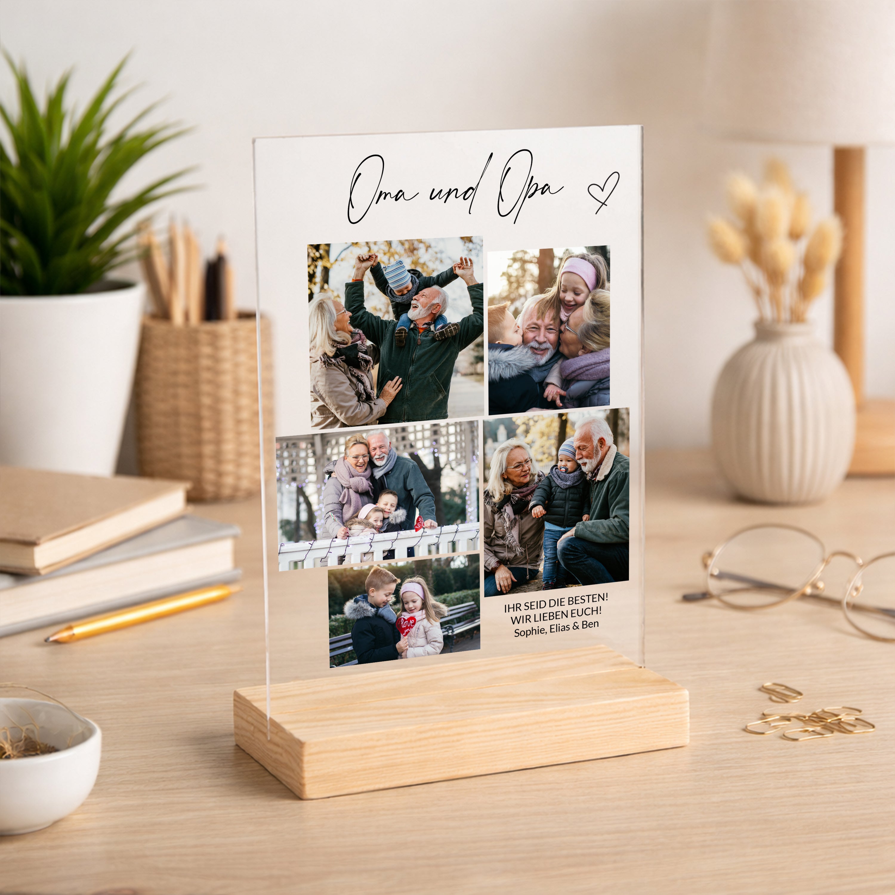 Personalisierte Statue ZUM OMA UND OPATAG mit Fotos