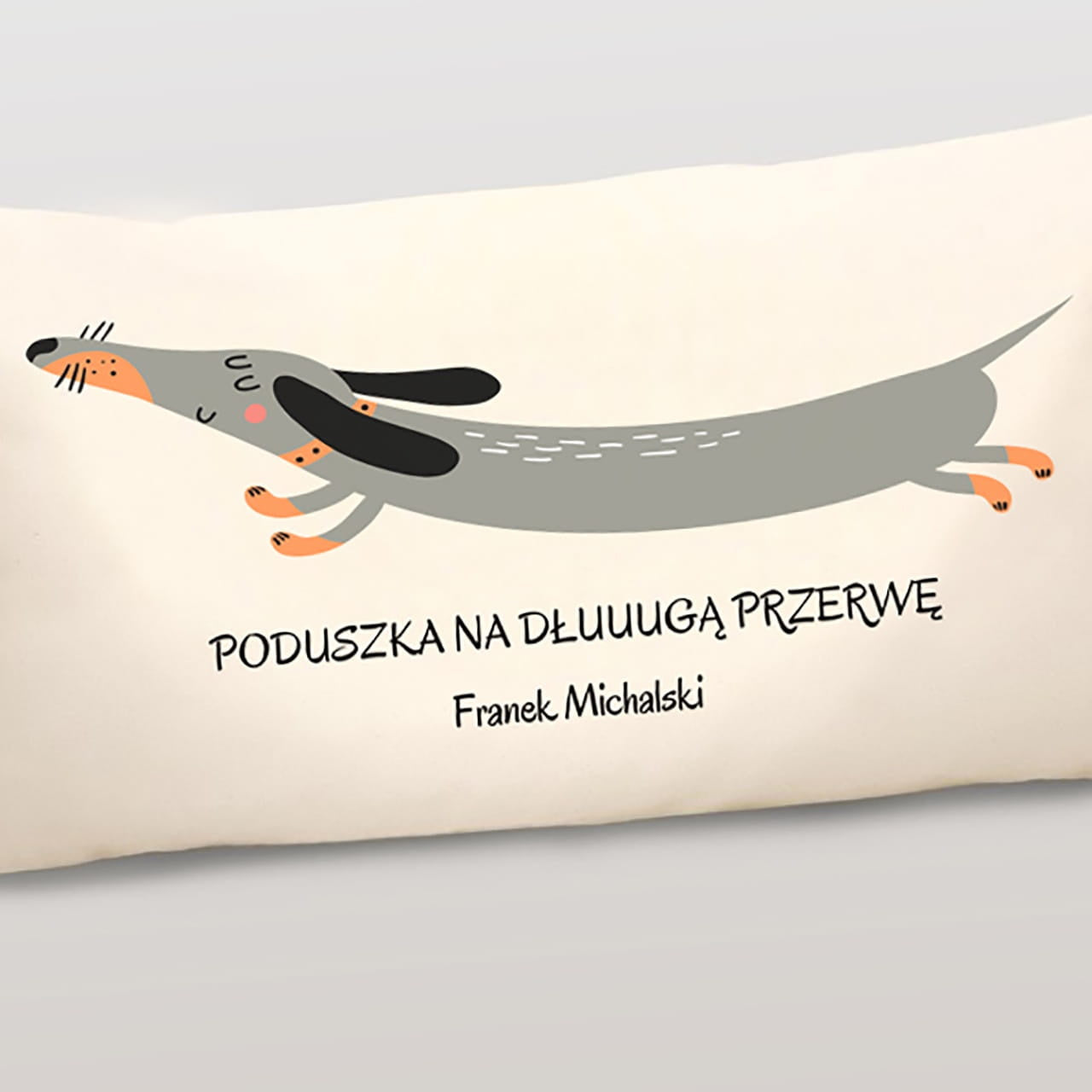 Poduszka z jamnikiem - prezent dla śpiocha poduszka personalizowana prezent na urodziny dla przyjaciółki