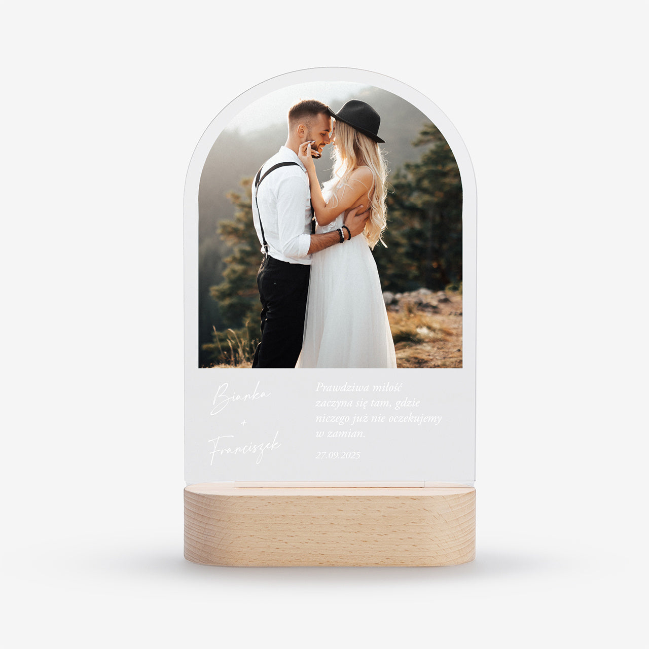 Lampka led z personalizacją - pamiątka ślubna dla Pary Młodej romantyczny prezent na wesele dla pary młodej