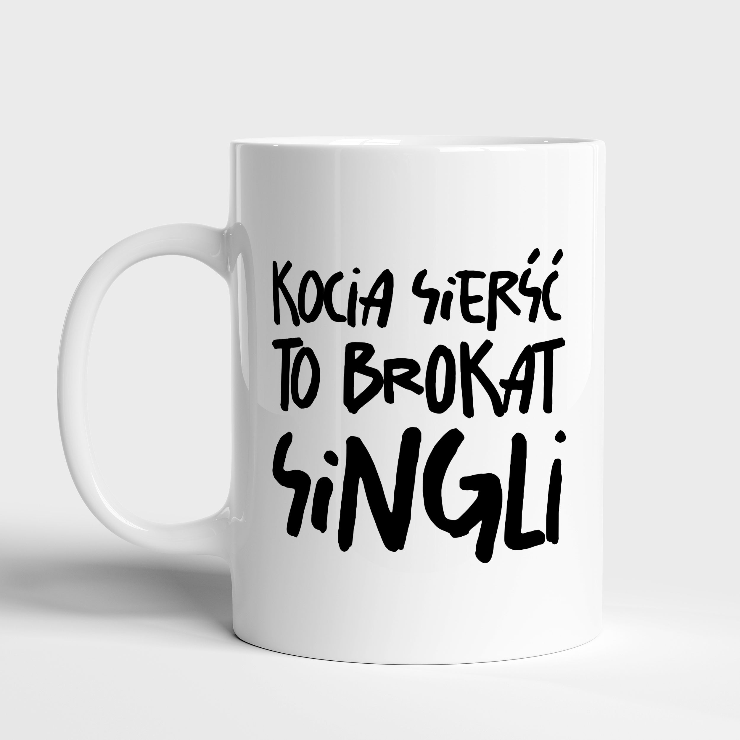Kubek dla kociary - Brokat Singli kubek do kawy na urodziny dla miłośniczki kotów dodatek do kolekcji kubków 