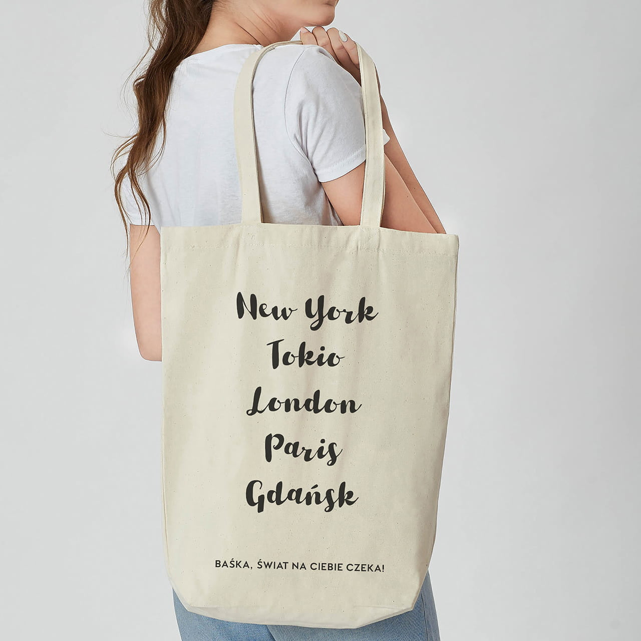 Personalizowana torba na zakupy - upominek dla podróżniczki prezent dla podróżniczki torba personalizowana