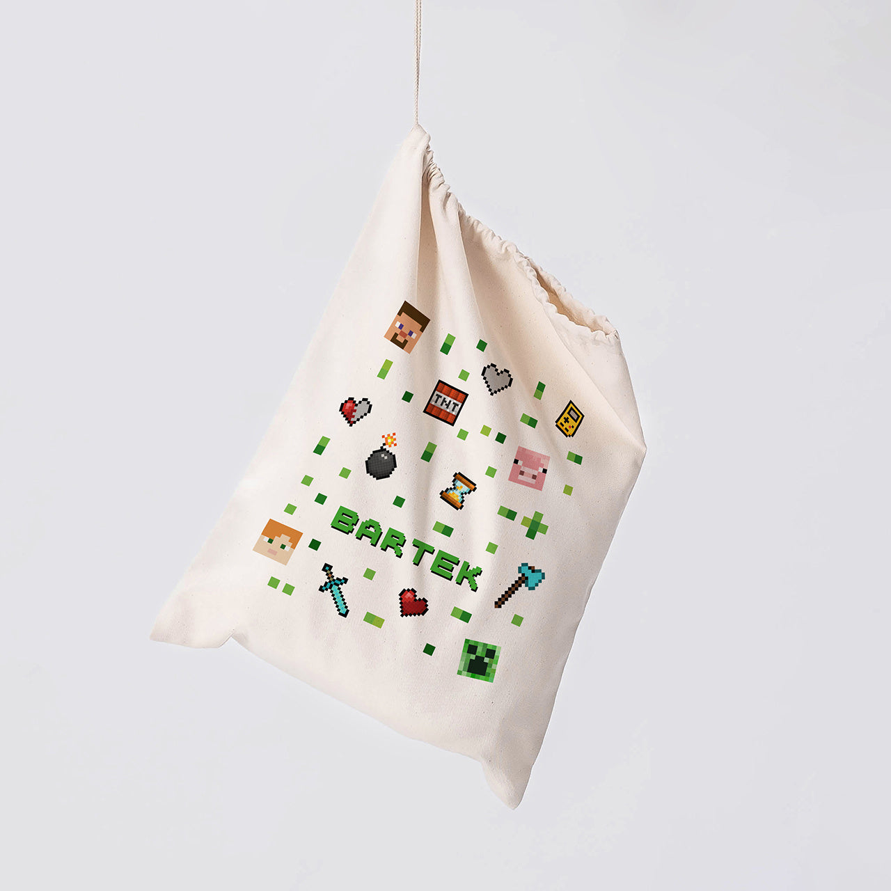 Personalizowany worek na kapcie w stylu Minecraft