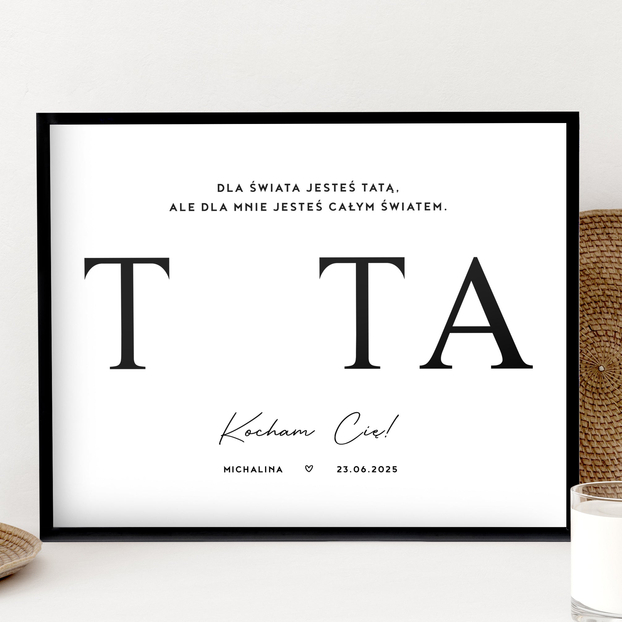 Plakat na Dzień Taty z odciskiem dłoni - prezent od dziecka prezent dla Taty na Dzień Taty plakat personalizowany