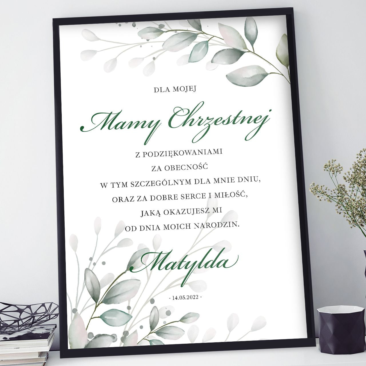 Personalizowany plakat - podziękowanie dla matki chrzestnej na komunii