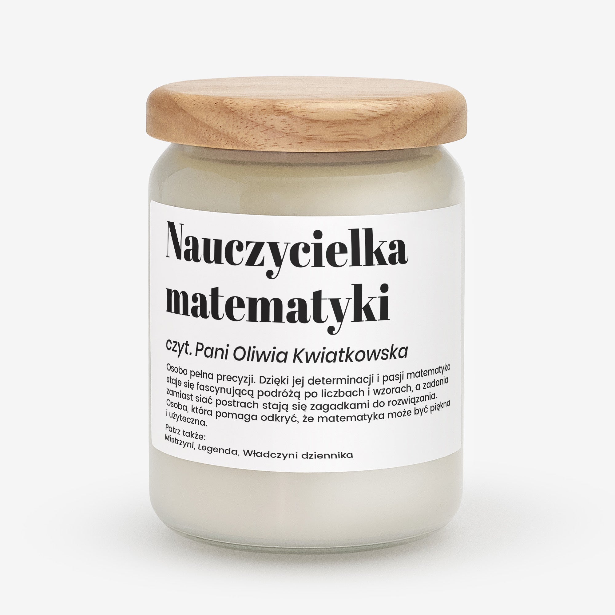 Duża świeca zapachowa na prezent dla nauczycielki matematyki - definicja