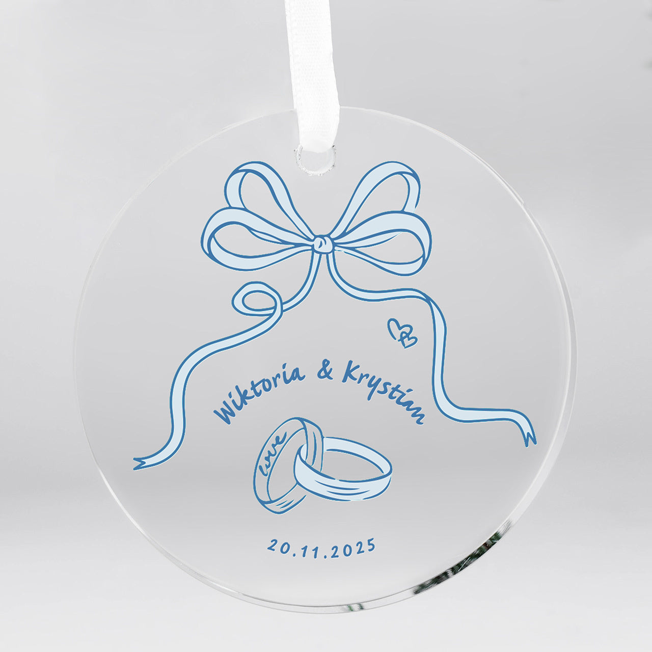 Personalizowana zawieszka - Data - elegancka pamiątka ślubu szklana zawieszka personalizowana pamiątka ślubu
