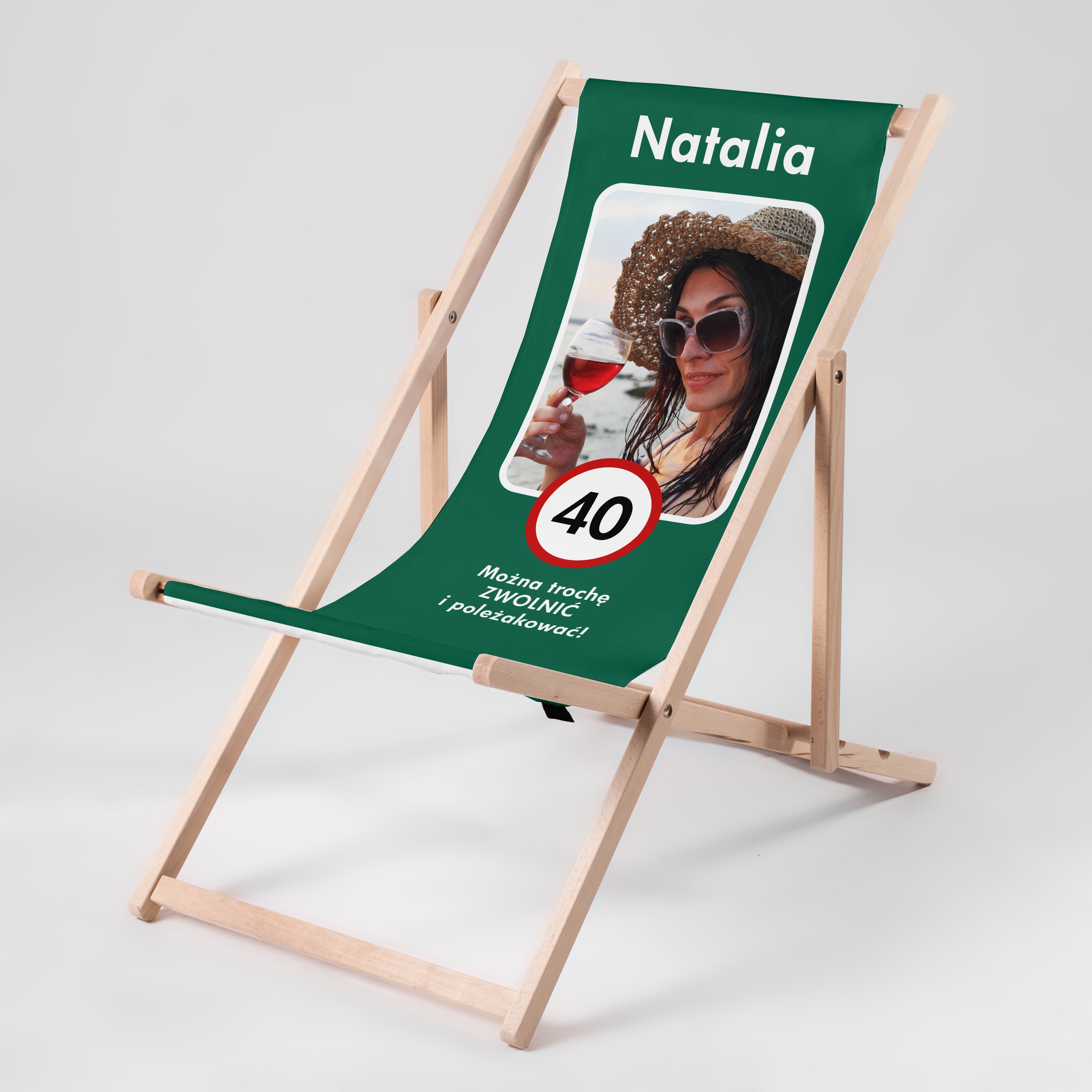Leżak ze zdjęciem na 40 - zwolnij