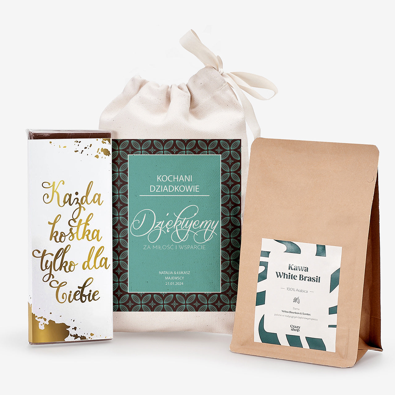 Podziękowania dla dziadków - zestaw kawa i czekolada zestaw dla babci i dziadka prezent dla babci i dziadka