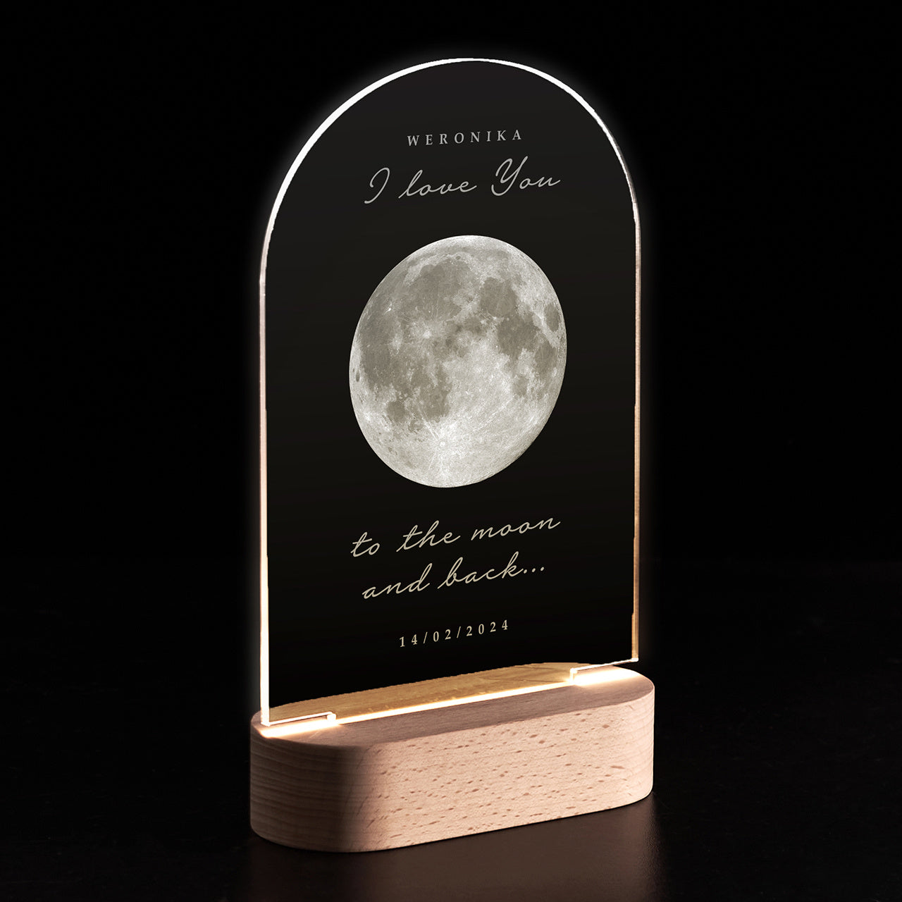 Statuetka podświetlana na walentynki LOVE YOU TO THE MOON lampka na walentynki prezent dla pary