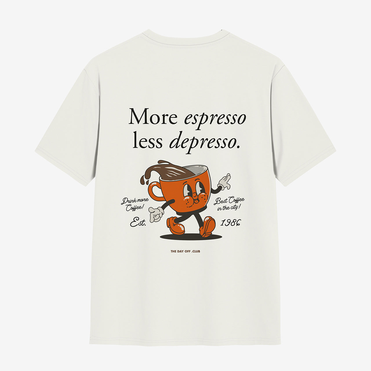 Koszulka TheDayOff More Espresso Less Depresso prezent dla miłośnika kawy śmieszna koszulka koszulka unisex 