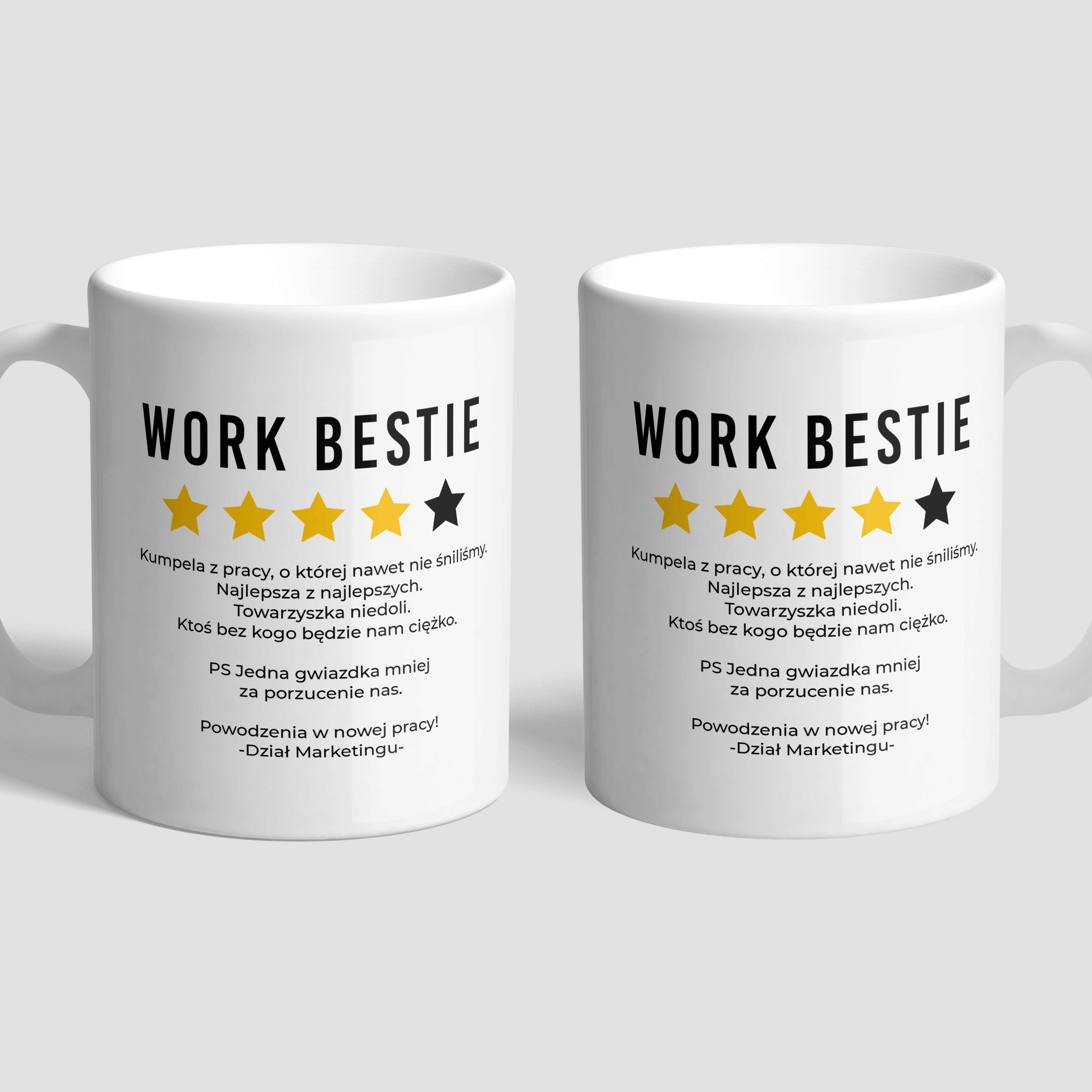 Śmieszny kubek na odejście z pracy Work Bestie - prezent dla koleżanki kubek na pożegnanie koleżanki