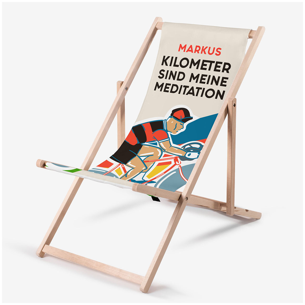 Strandliegestuhl - ICH MACHE KILOMETER - Geschenk für Radfahrer
