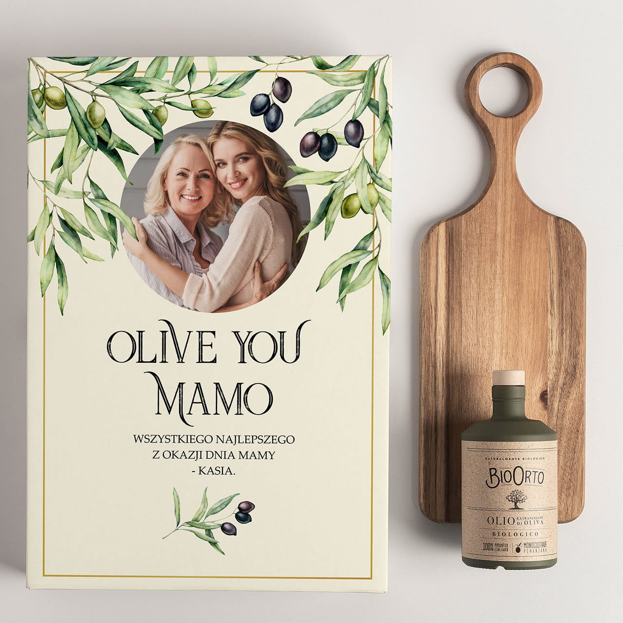 Włoska oliwa z deską na prezent z okazji Dnia Mamy praktyczny prezent dla mamy z okazji Dnia Matki