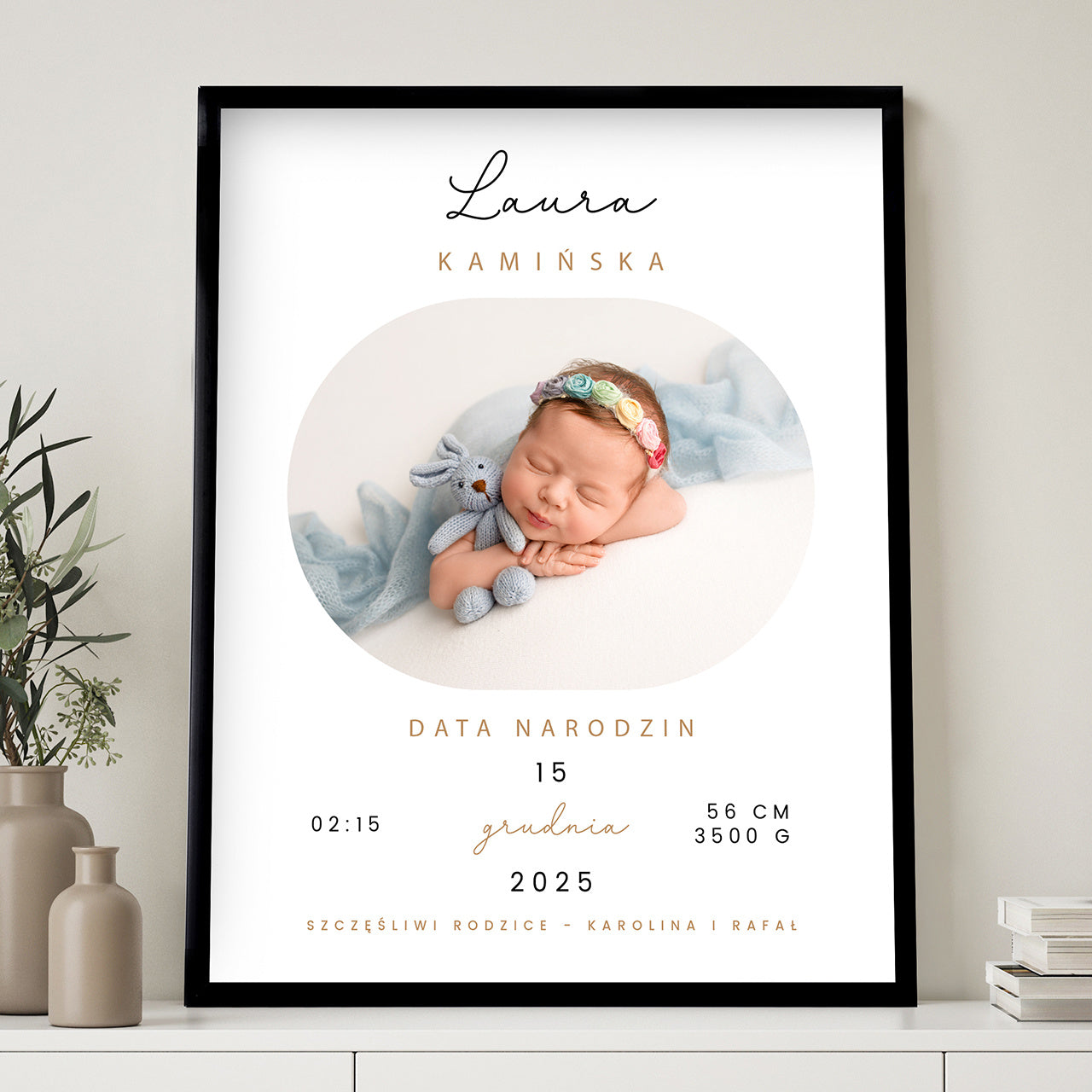 Plakat ze zdjęciem - Metryczka - prezent z okazji narodzin dziecka metryczka dla dziecka plakat ze zdjęciem 
