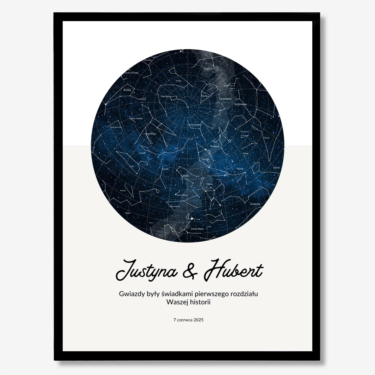 Personalizowany plakat MAPA GWIAZD prezent ślubny