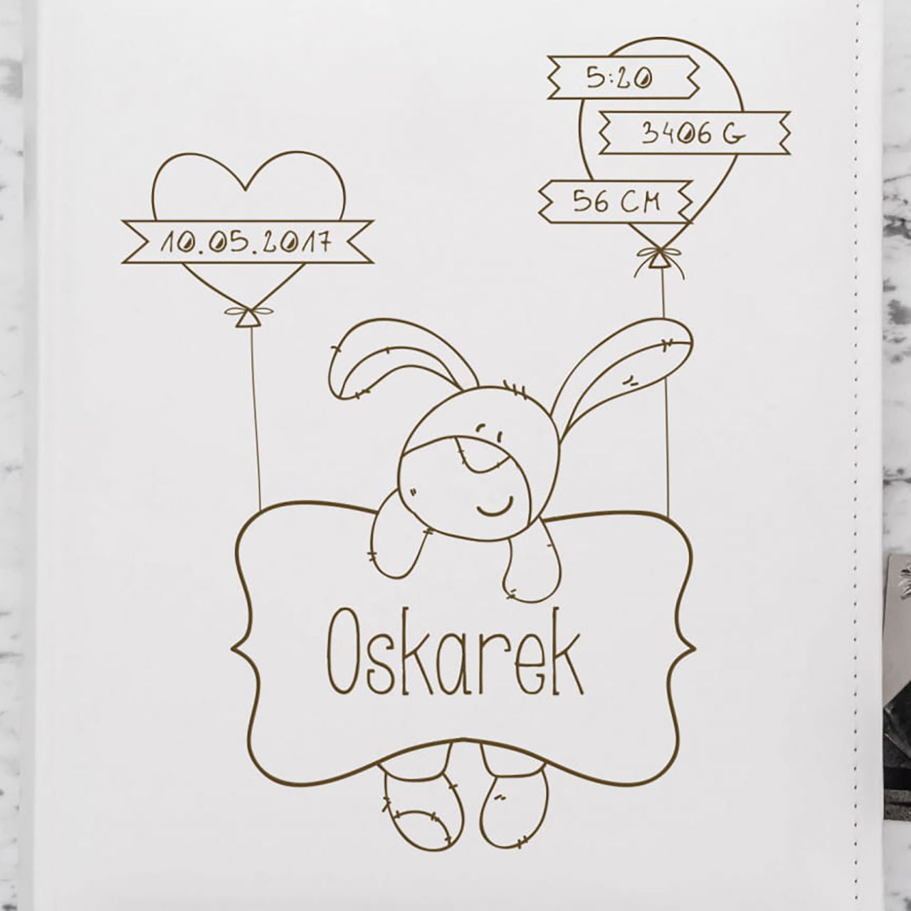 Personalizowany album z metryczką na Narodziny Dziecka prezent na Narodziny Dziecka