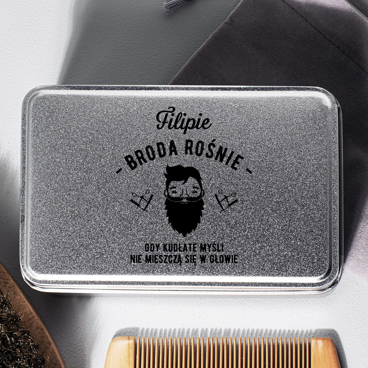 Akcesoria do brody - Kudłate Myśli - prezent dla kolegi prezent dla mężczyzny zestaw do pielęgnacji brody