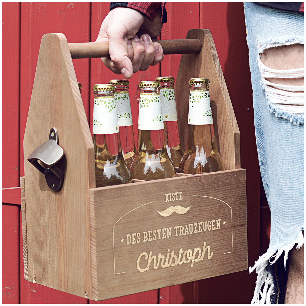 Gravierter Bierträger - GESCHENK FÜR DEN TRAUZEUGEN