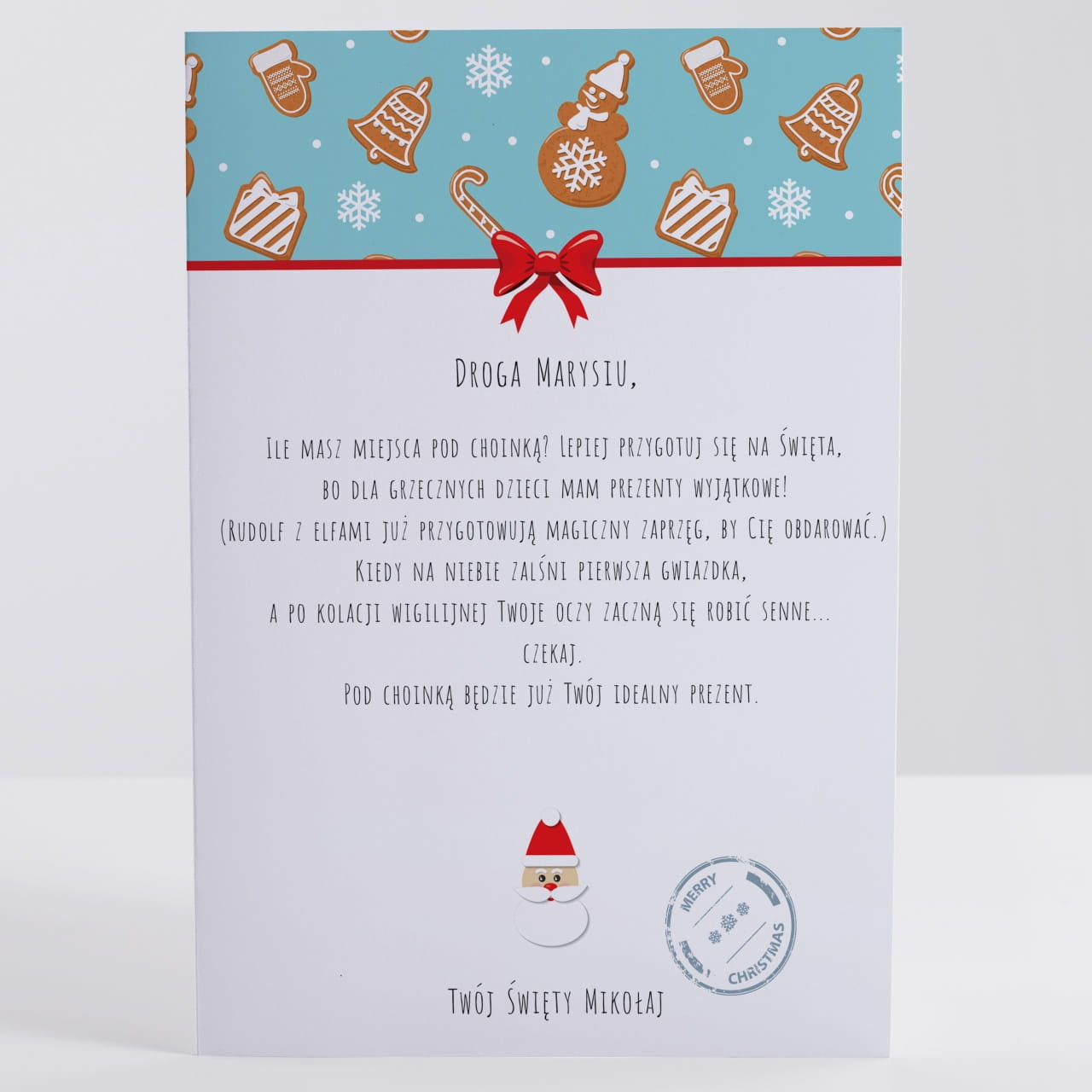 Świąteczna kartka personalizowana - List od Mikołaja kartka świąteczna upominek świąteczny kartka na święta