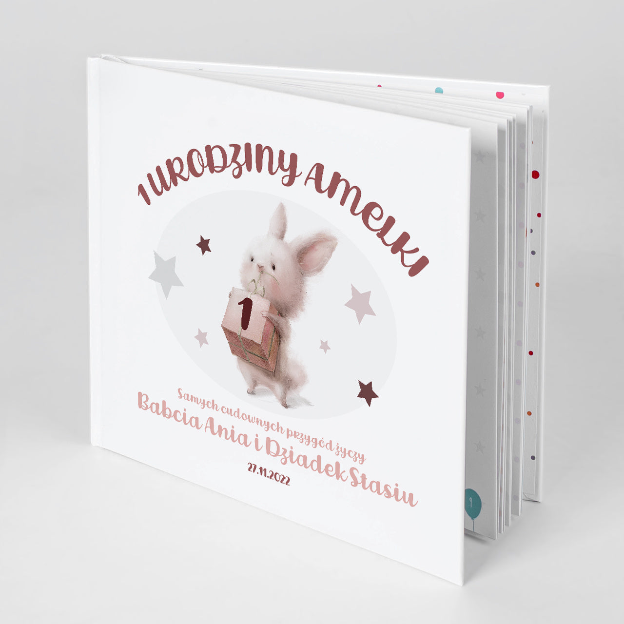 Personalizowany album dla dziewczynki - prezent na roczek prezent dla rocznej dziewczynki