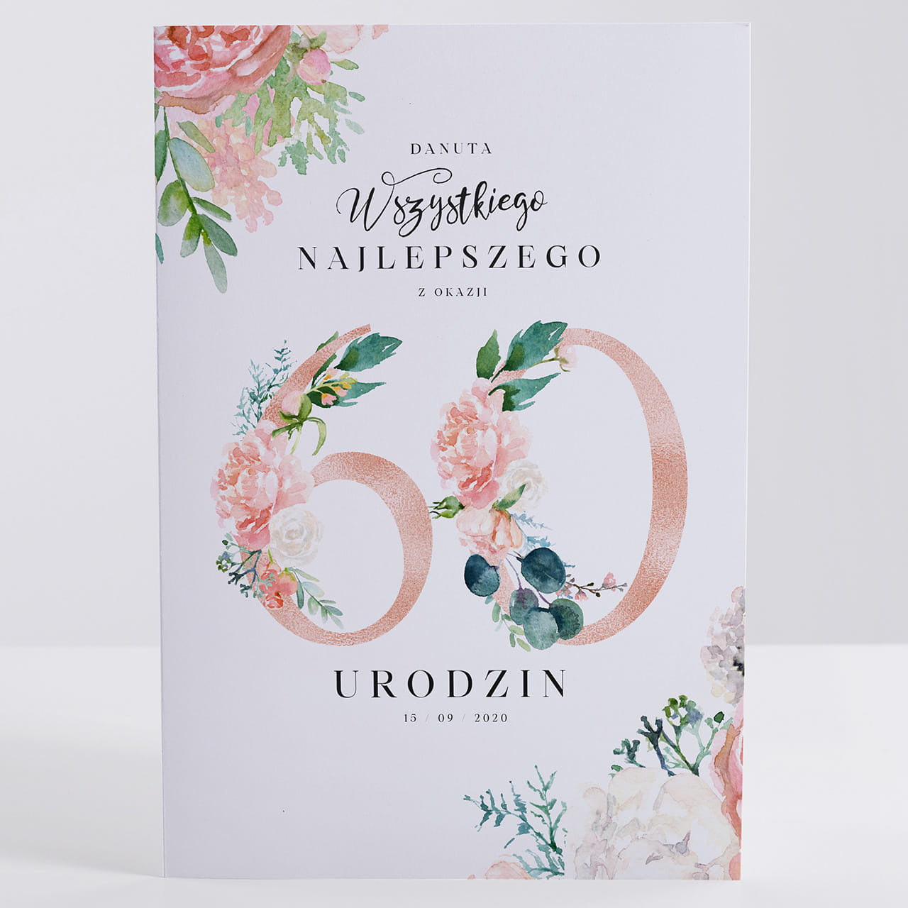 Kartka na 60 urodziny dla kobiety - Kartka Urodzinowa Kwiaty
