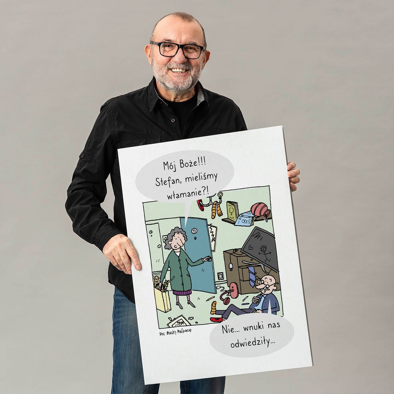 Śmieszna kartka na Dzień Babci i Dziadka A4 kartka dla babci i dziadka upominek na Dzień Babci i Dziadka