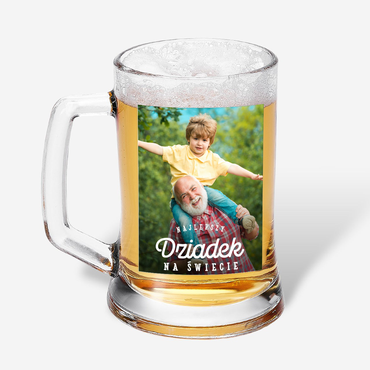 Kufel do piwa ze zdjęciem - prezent z okazji Dnia Dziadka kufel z grawerem prezent dla Dziadka