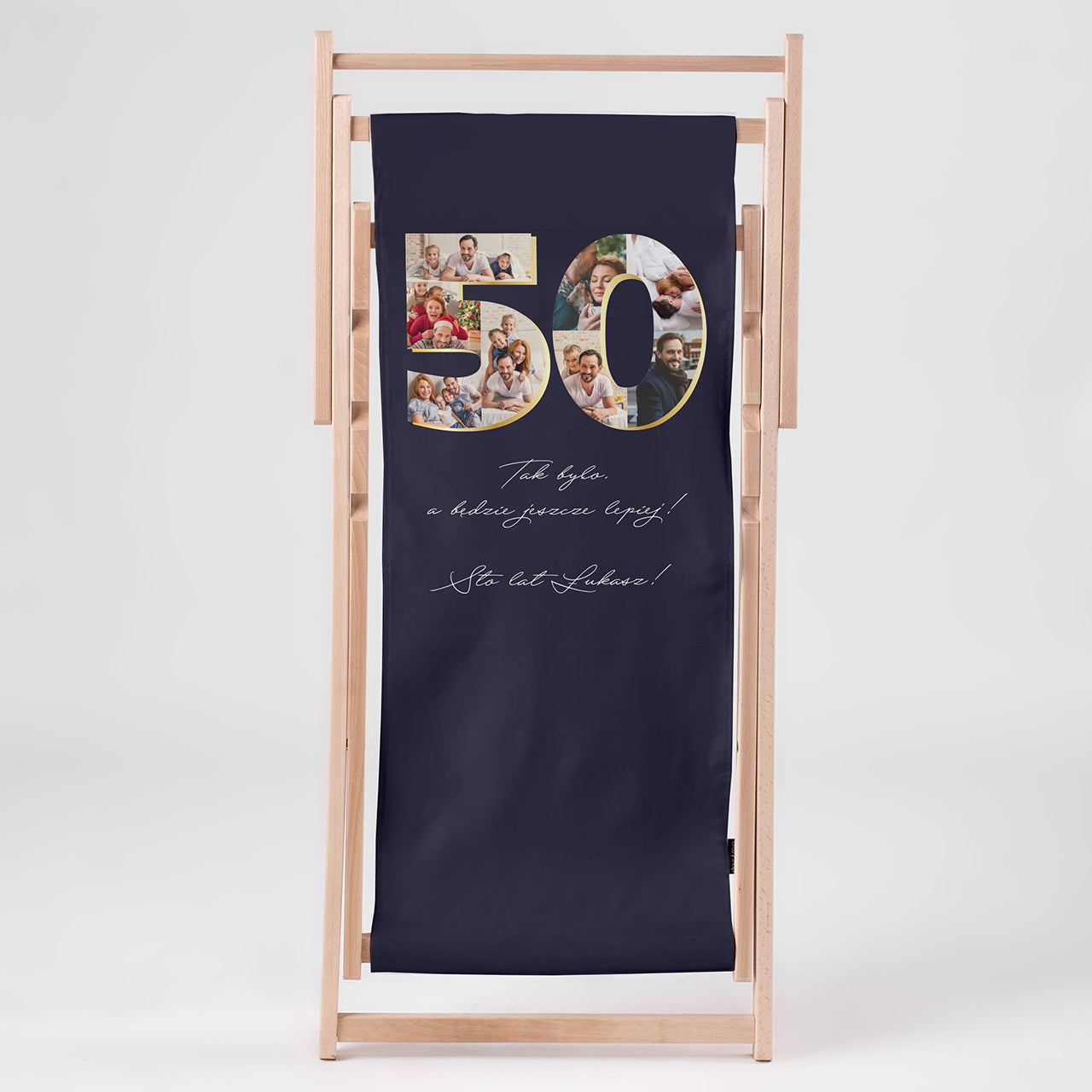 Personalizowany leżak ze zdjęciem na 50 urodziny
