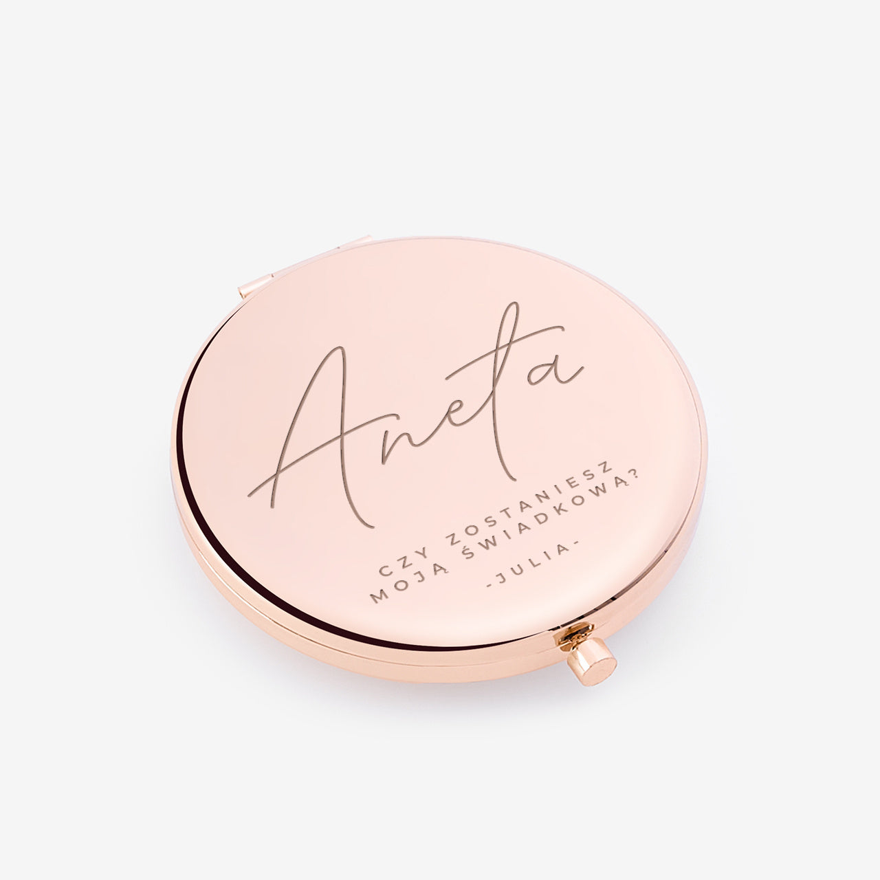 Personalizowane lusterko kieszonkowe - prośba o świadkowanie dla niej