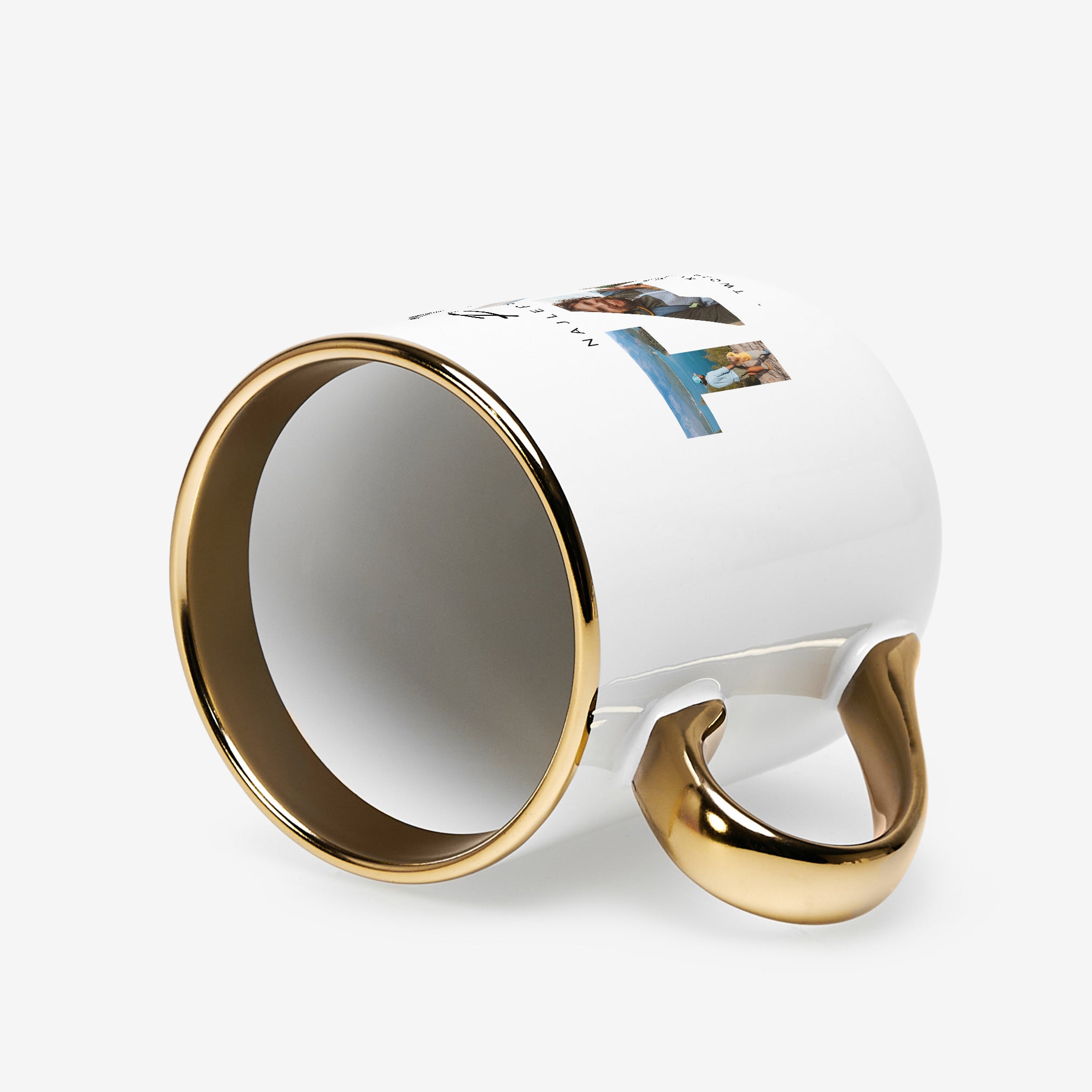 Personalizowany biało złoty kubek ze zdjęciami - prezent dla taty 