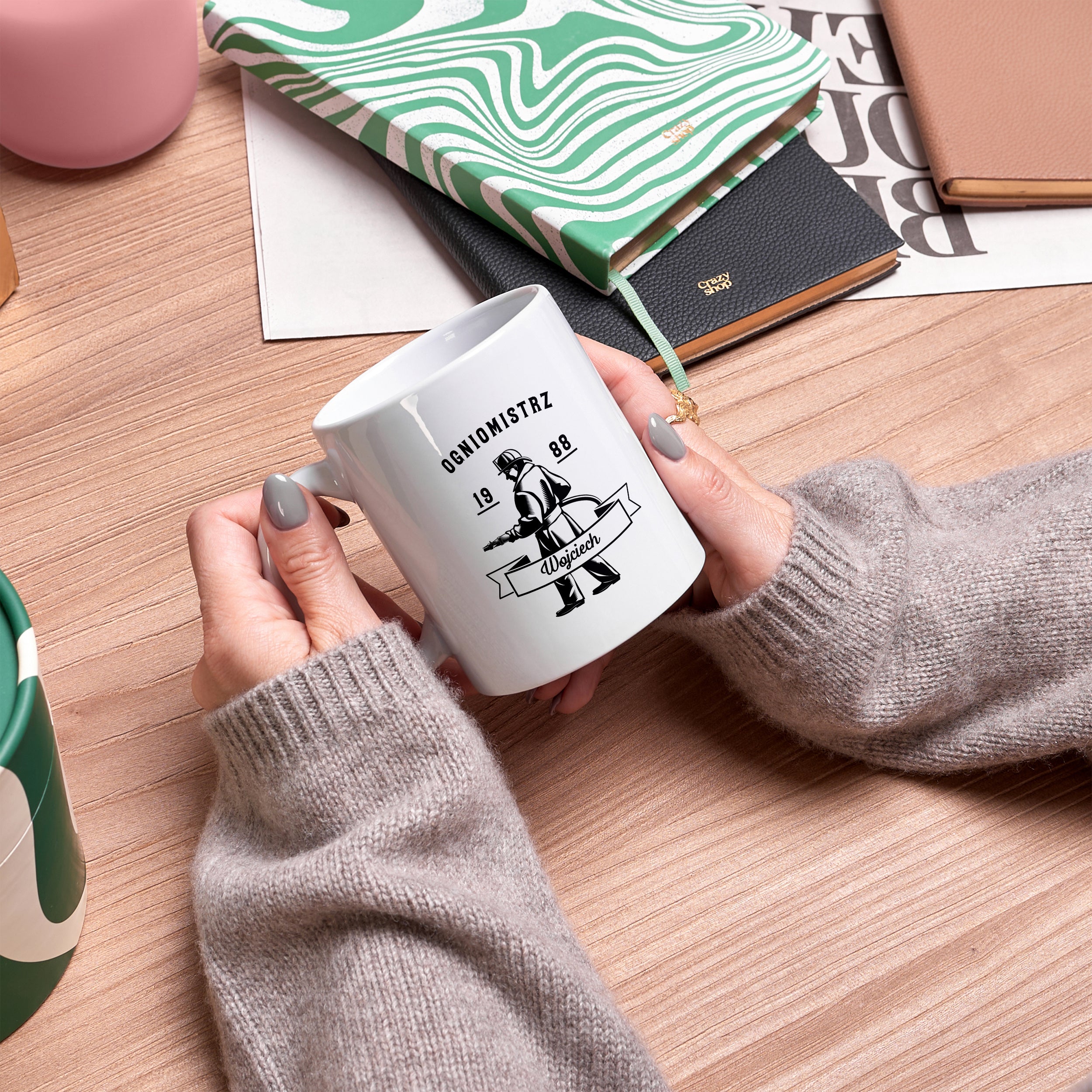 Personalizowany kubek dla strażaka prezent dla strażaka kubek personalizowany kubek z nadrukiem kubek z grawerem