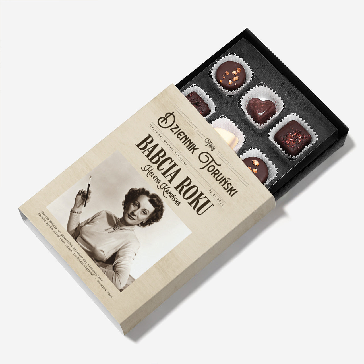 Personalizowana bombonierka dla babci - Babcia Roku czekoladki na Dzień Babci prezent dla babci 